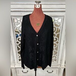 Isaac Mizrahi Live Black/Lace Cardigan (L)